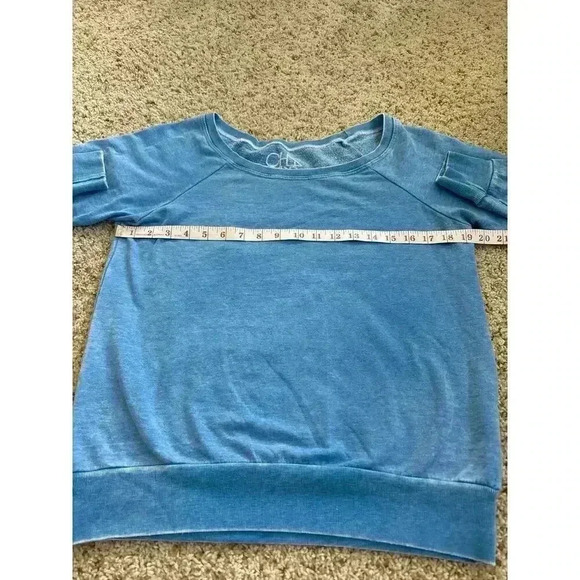 Chaser Scoop Neck Lightweight Sweatshirt Washed Out Blue Women's Size S - Picture 5 of 6